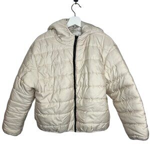 Wild Fable Jacket Womens Large Puffer Coat Hooded Fall Winter Cream Outerwear